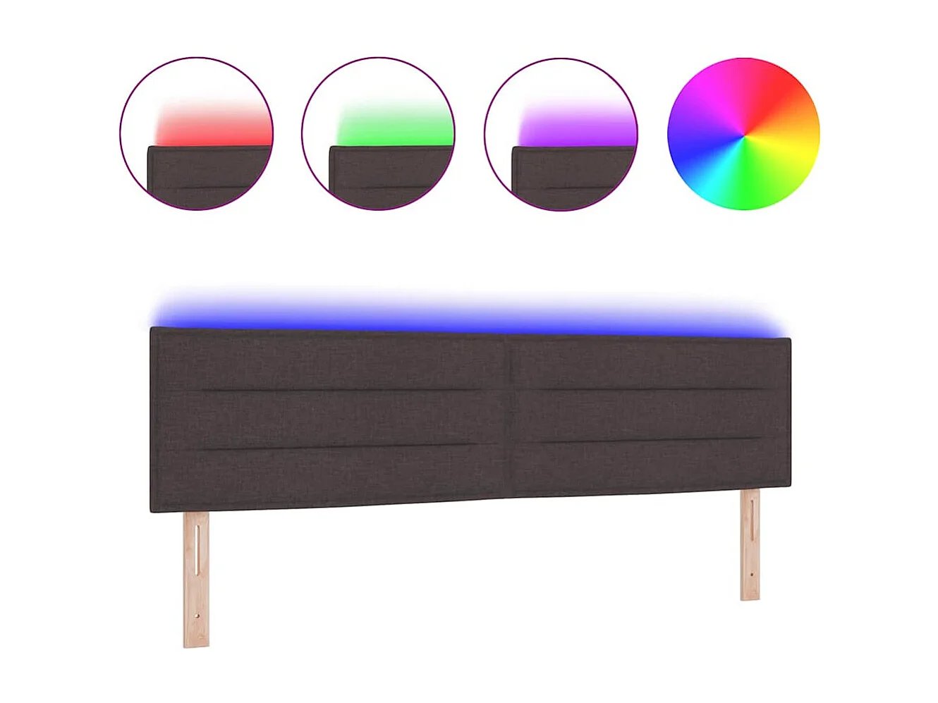 Tête de lit LED Montage mural | Panneau de tête pour lit Moderne  Marron foncé 180 cm tissu