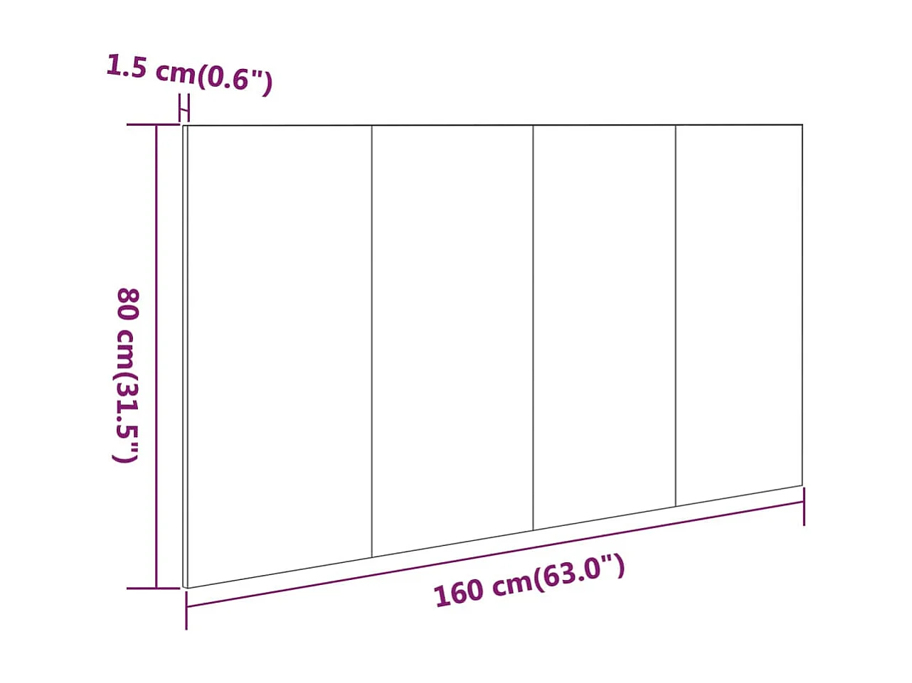 Hoofdbord | Hoofdeinde 160x1,5x80 cm bewerkt hout wit