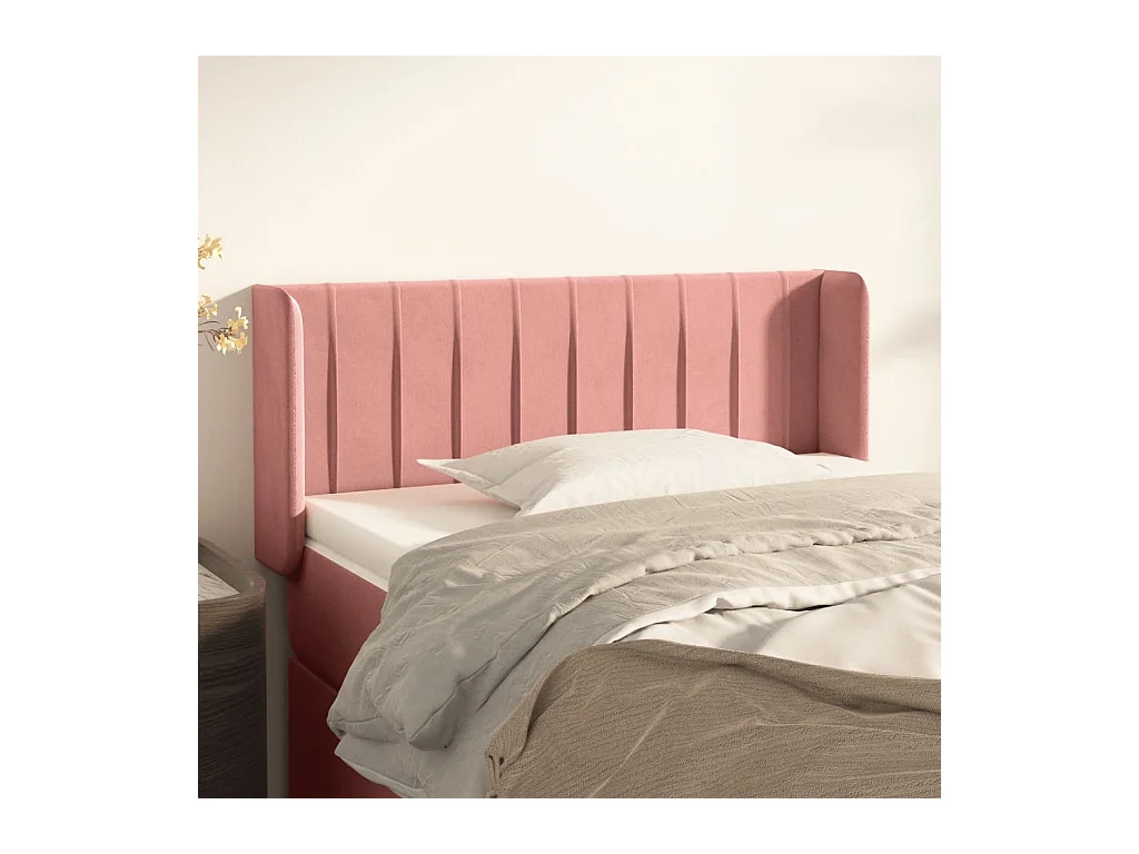 Mueble cabecero | Cabezal de cama | Cabecero de terciopelo rosa 103x16x78/88 cm