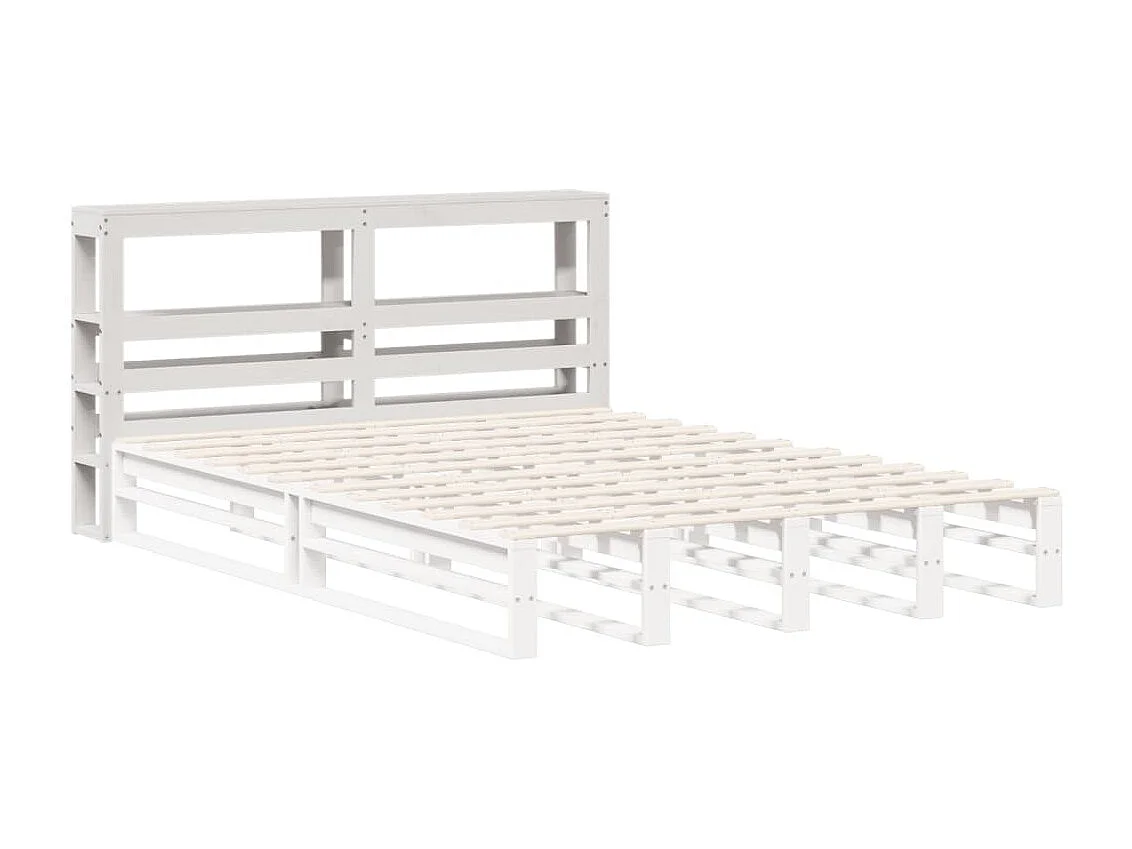 Tête de Lit | Panneau de tête pour lit Moderne avec étagères blanc 150 cm bois massif de pin