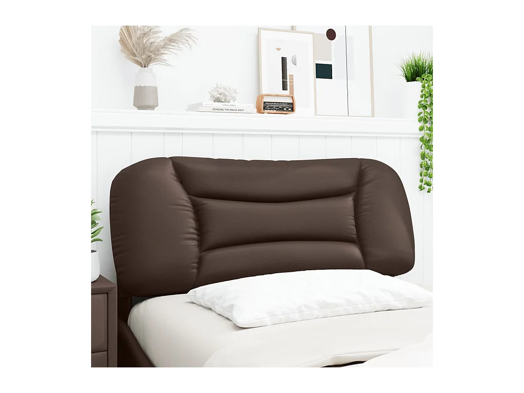 Cabecero de Cama | Cabezal de cama | Mueble de cabecero acolchado Hvar cuero sintético marrón 100 cm