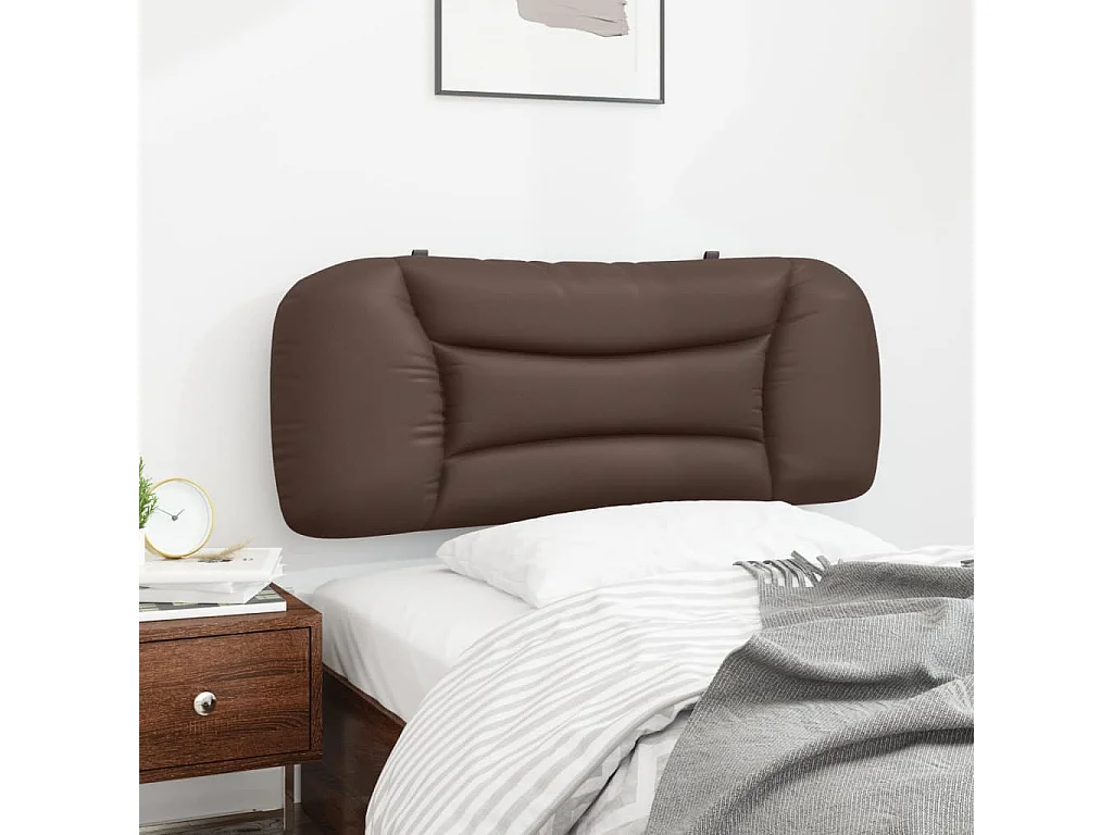 Cabecero de Cama | Cabezal de cama | Mueble de cabecero acolchado Hvar cuero sintético marrón 100 cm