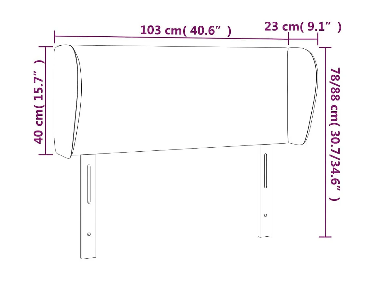 Hoofdbord | Hoofdeinde met randen 103x23x78/88 cm stof zwart