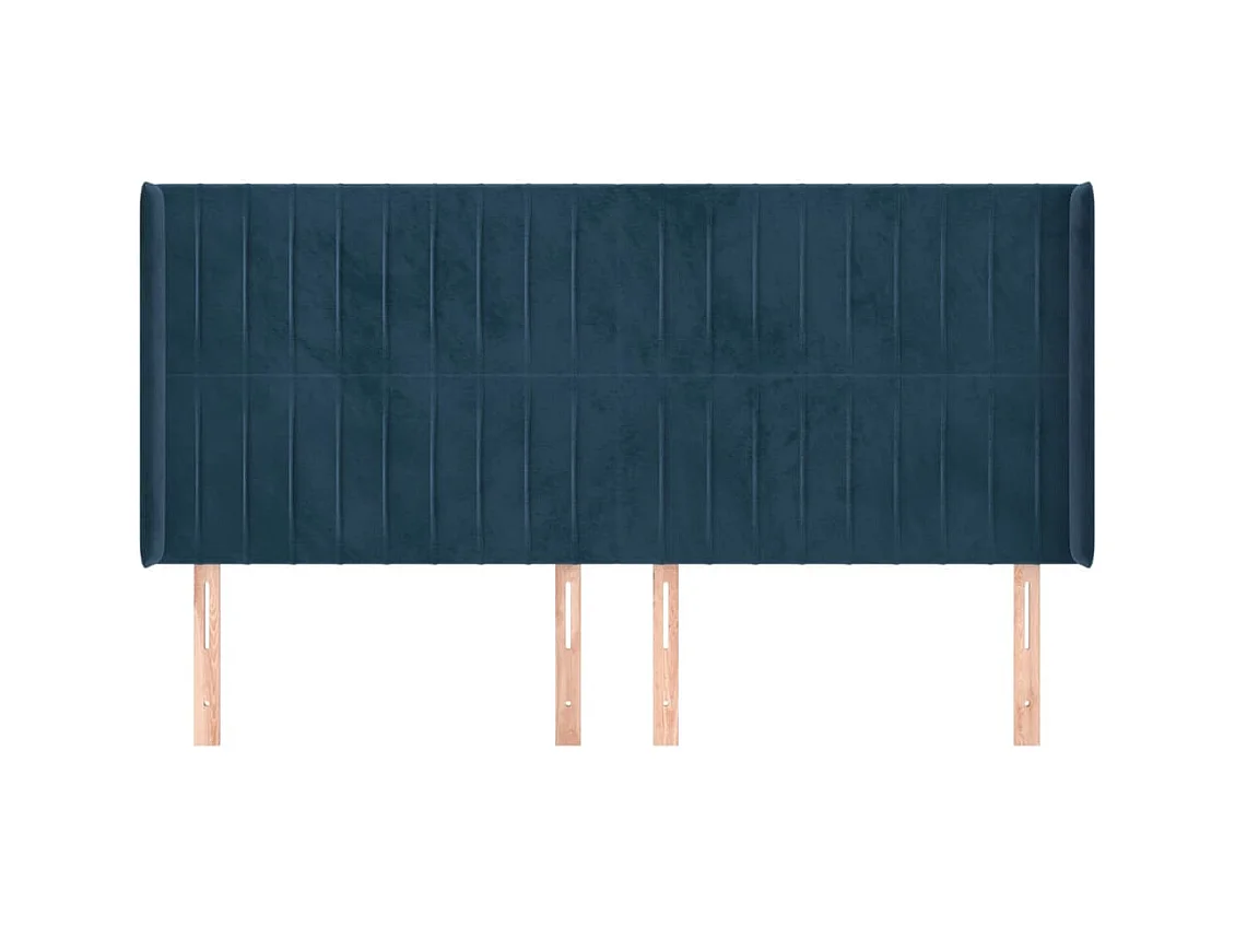 Tête de Lit | Panneau de tête pour lit Moderne avec oreilles Bleu foncé 163x16x118/128 cm Velours
