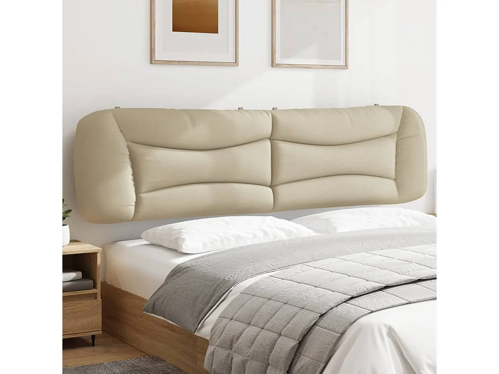 Cabecero de Cama | Cabezal de cama | Mueble de cabecero acolchado Hvar tela crema 200 cm