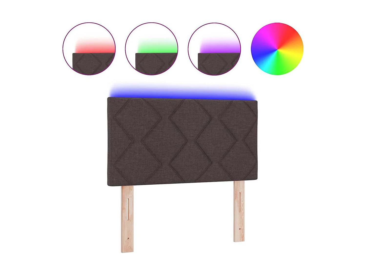 Cabecero | Cabezal de Cama | Mueble cabecero con luces de tiras LED con cabecera Marrón 80 cm tela