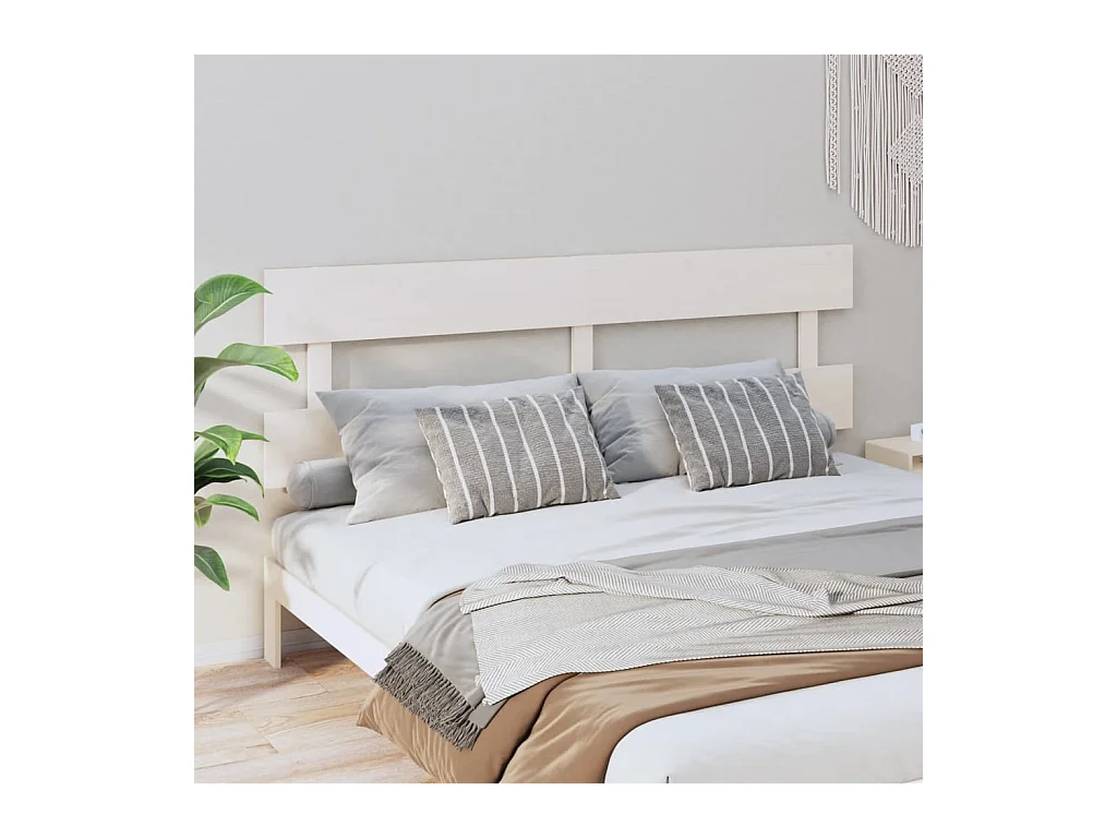 Tête de Lit | Panneau de tête pour lit Moderne Blanc 184x3x81 cm Bois massif de pin