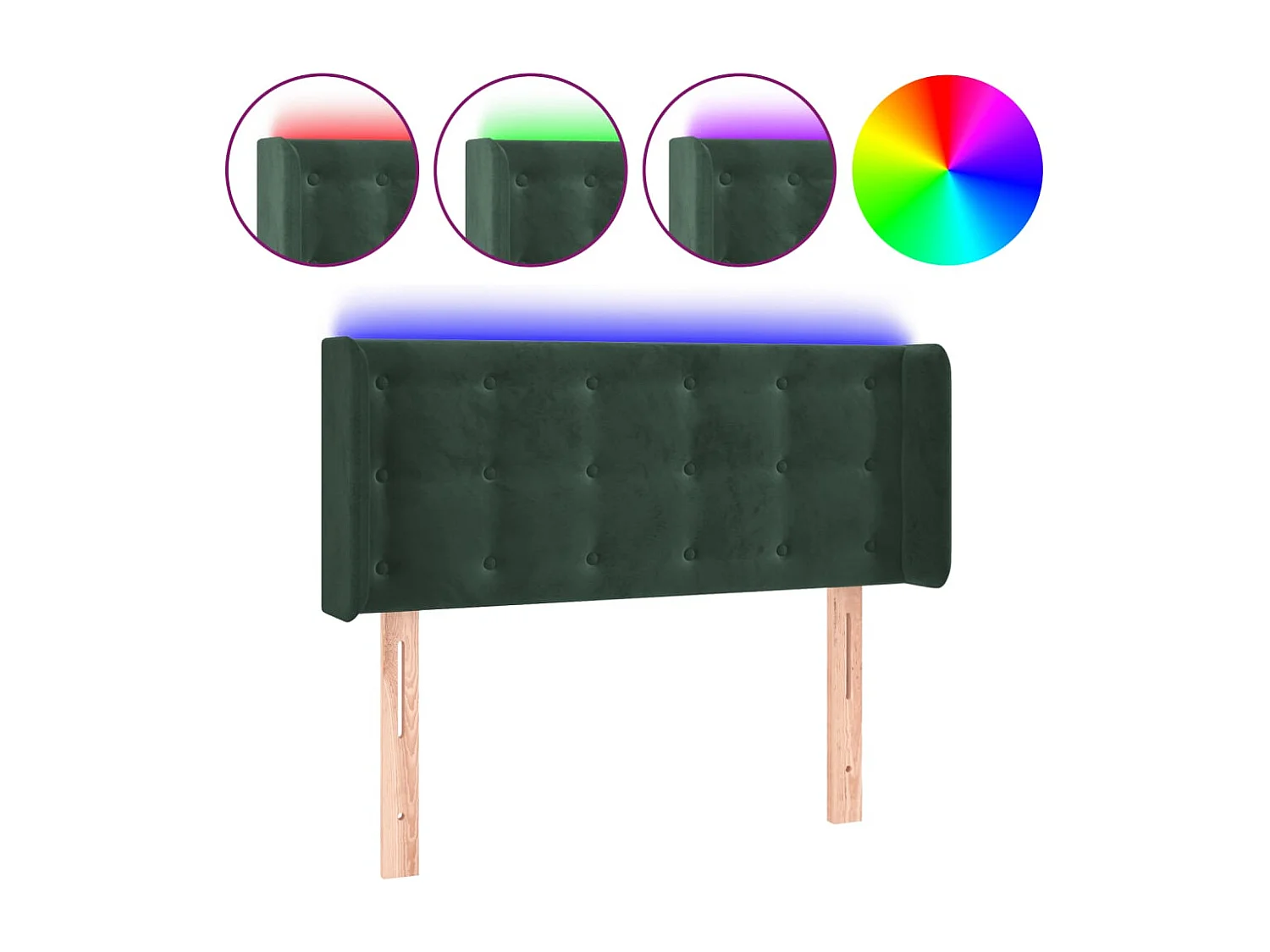 Hoofdbord | Hoofdeinde LED 103x16x78/88 cm fluweel donkergroen