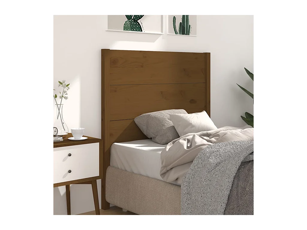 Mueble cabecero | Cabecero | Cabezal de cama madera maciza de pino marrón miel 81x4x100 cm