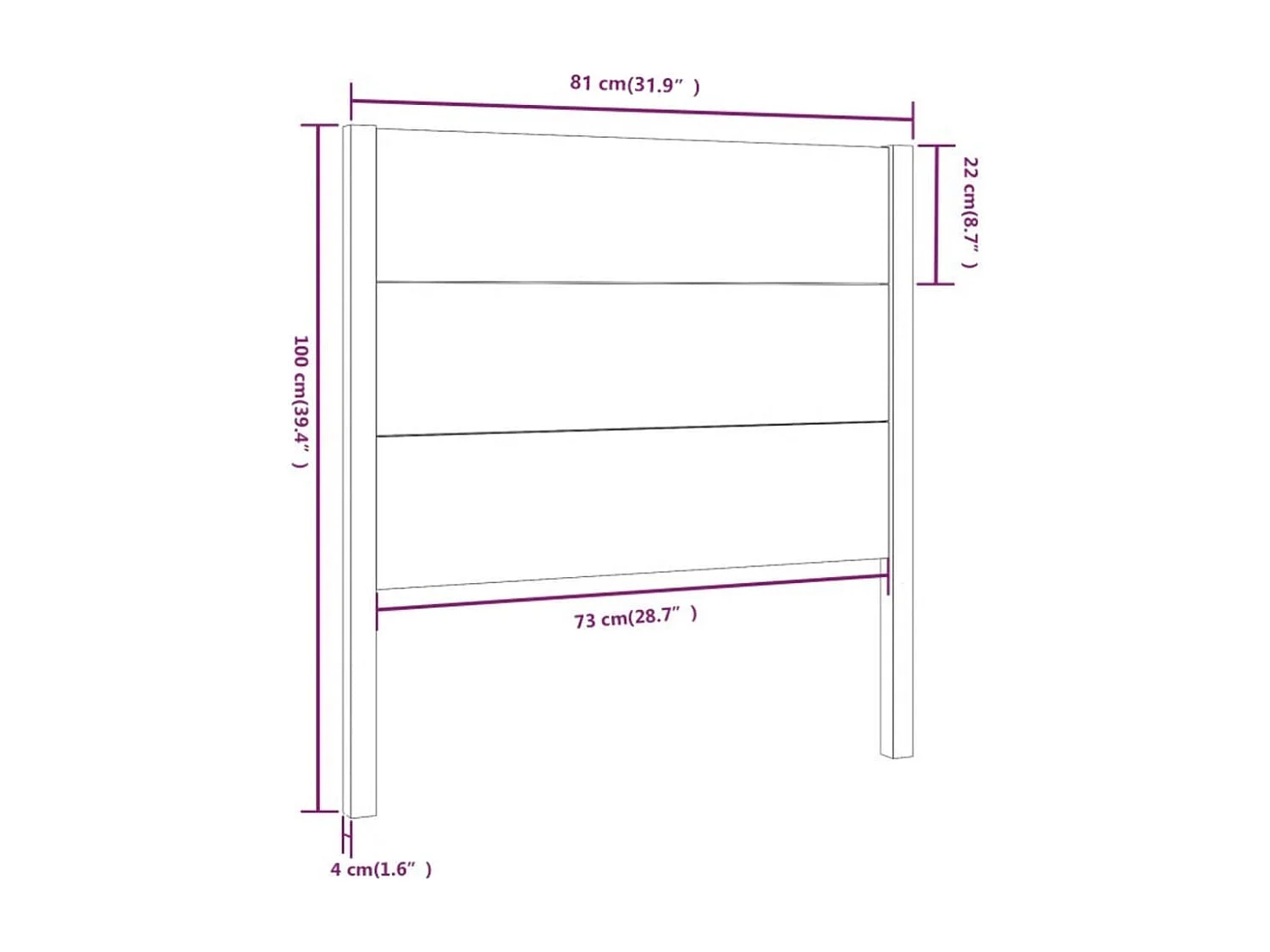 Mueble cabecero | Cabecero | Cabezal de cama madera maciza de pino marrón miel 81x4x100 cm