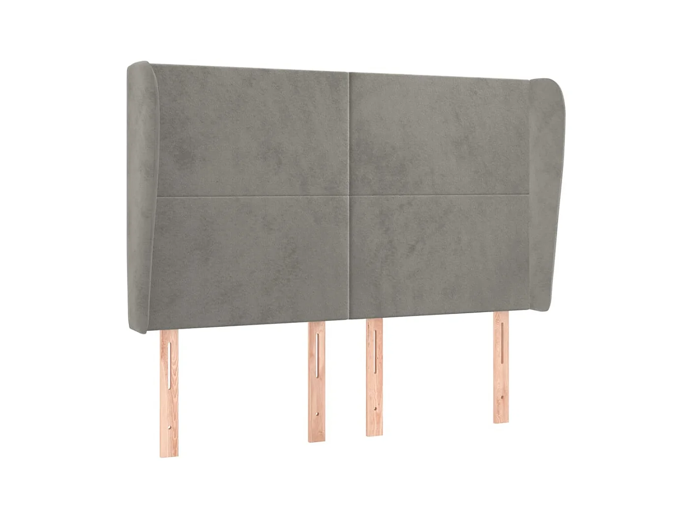 Cabecero | Cabezal de Cama | Mueble cabecero con orejas de terciopelo gris claro 147x23x118/128 cm