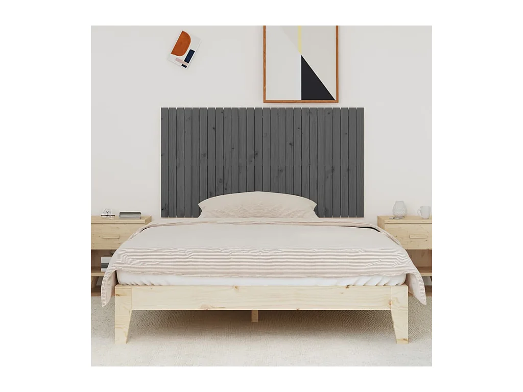 Tête de lit murale | Panneau de tête pour lit Moderne  Gris 166x3x90 cm Bois massif de pin