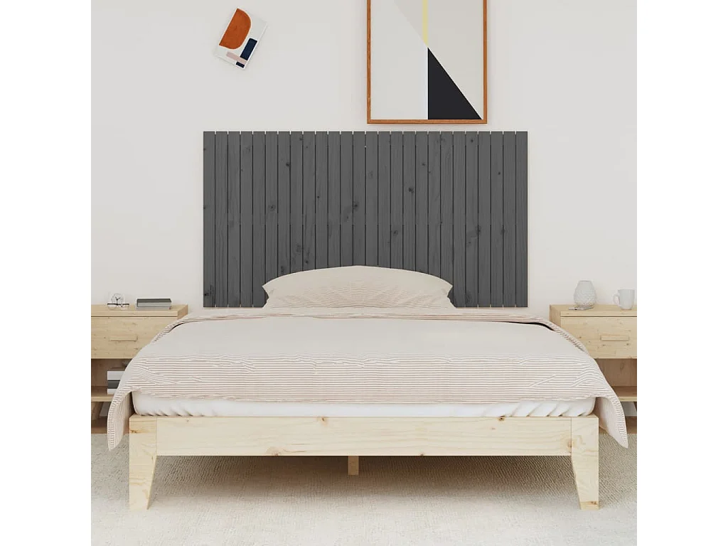 Tête de lit murale | Panneau de tête pour lit Moderne  Gris 166x3x90 cm Bois massif de pin