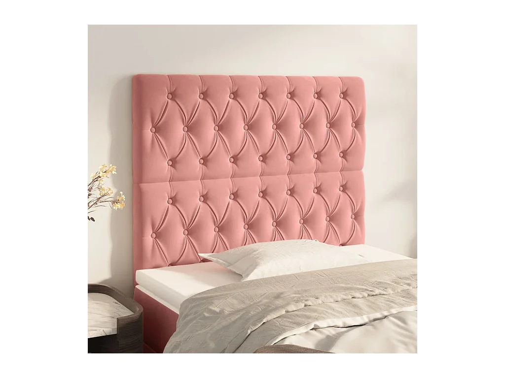 Têtes de lit | Panneaux de tête pour lit Moderne 2 pcs Rose 100x7x78/88 cm Velours