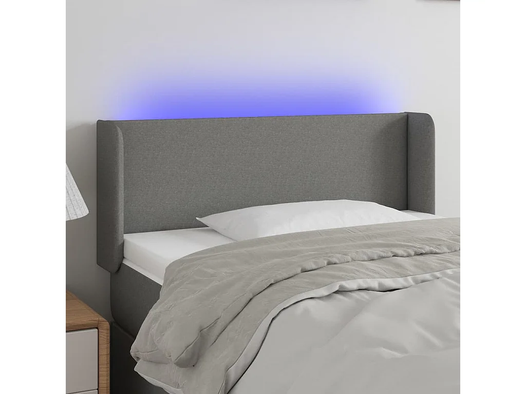 Hoofdbord | Hoofdeinde LED 103x16x78/88 cm stof donkergrijs