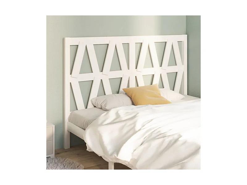 Cabecero de Cama | Cabezal de cama | Mueble de cabecero madera maciza de pino blanco 126x4x100 cm