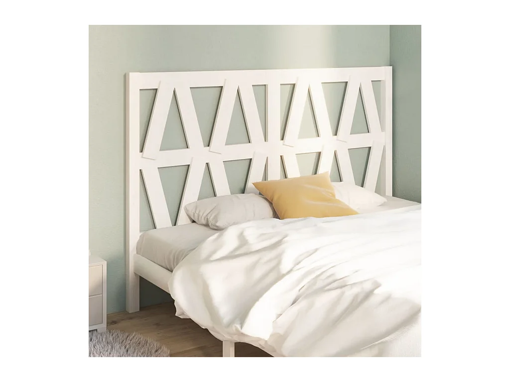 Tête de Lit | Panneau de tête pour lit Moderne Blanc 126x4x100 cm Bois massif de pin