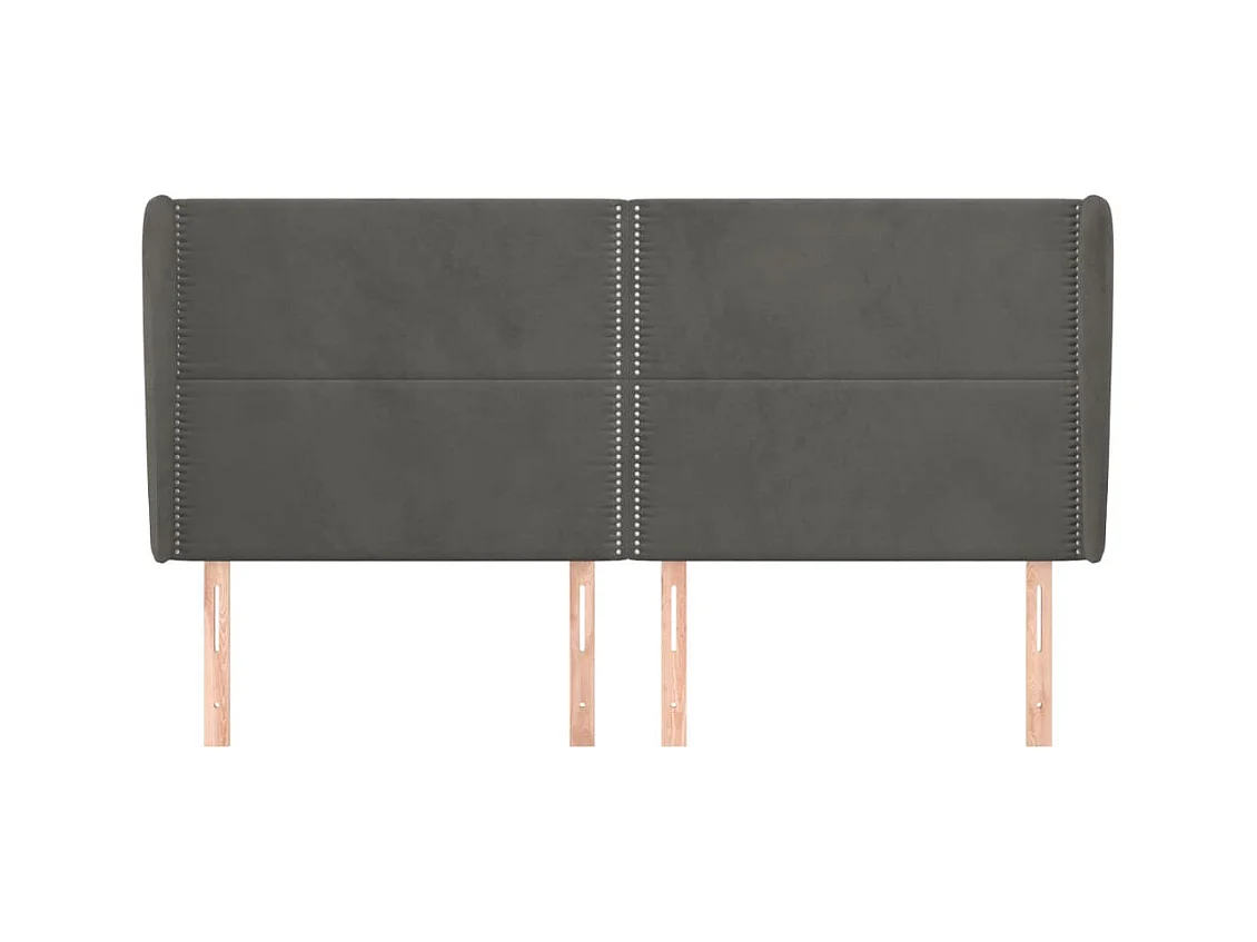 Cabecero | Cabezal de Cama | Mueble cabecero con orejas de terciopelo gris oscuro 163x23x118/128 cm