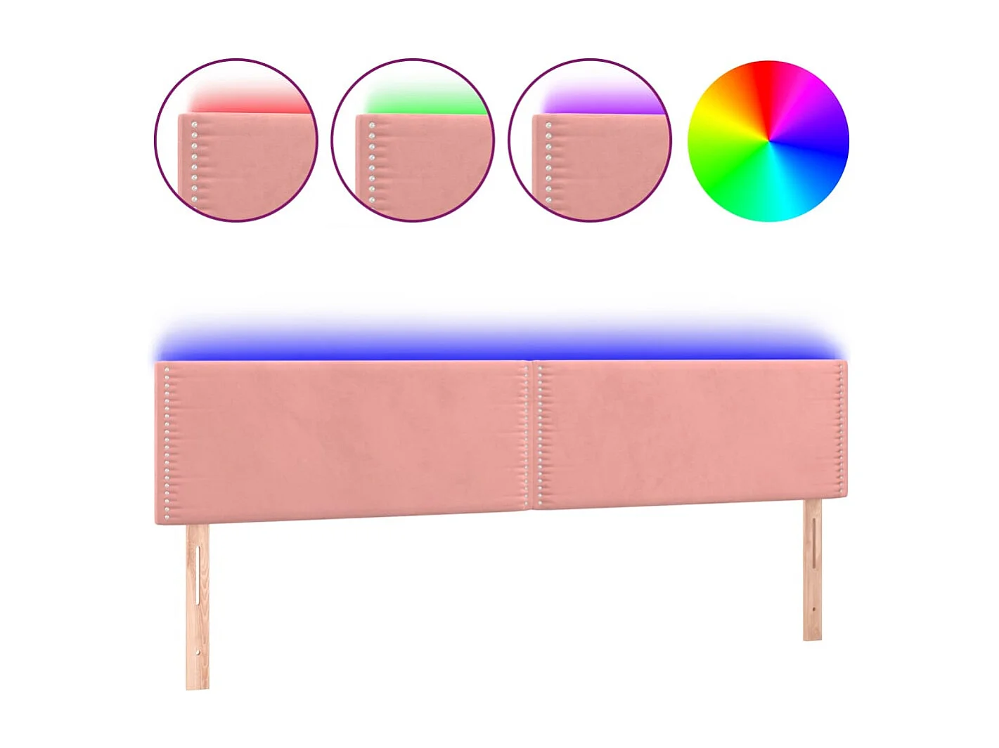 Hoofdbord | Hoofdeinde LED 160x5x78/88 cm fluweel roze