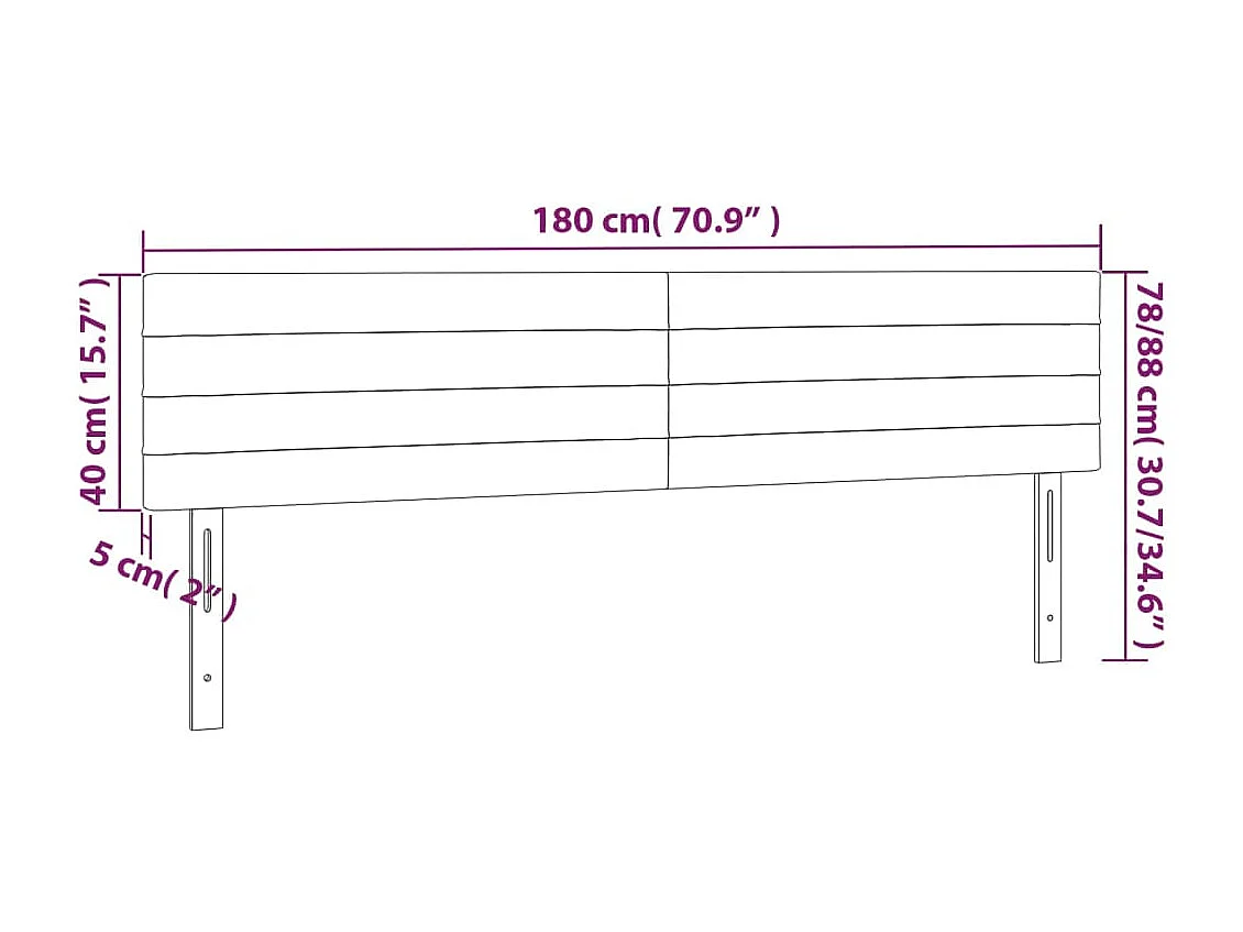 Hoofdbord | Hoofdeinde LED 180x5x78/88 cm fluweel donkergroen