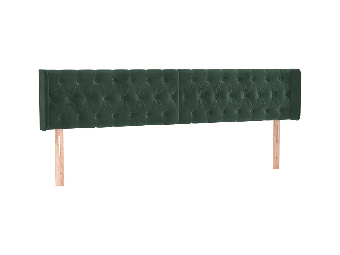 Mueble cabecero | Cabezal de cama | Cabecero de terciopelo verde oscuro 183x16x78/88 cm