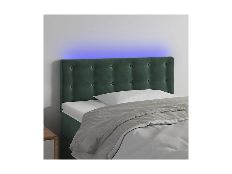 Tête de Lit | Panneau de tête pour lit Moderne à LED Vert foncé 80x5x78/88 cm Velours