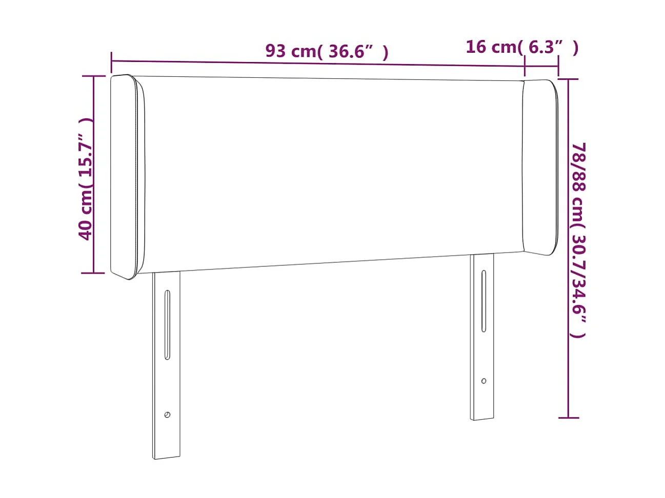 Mueble cabecero | Cabezal de cama | Cabecero de cuero sintético gris 93x16x78/88 cm