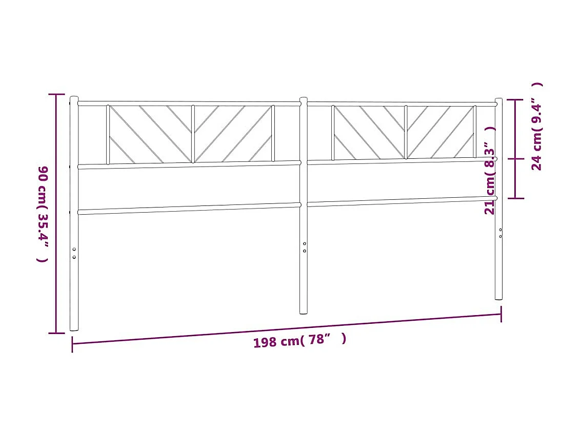 Tête de Lit | Panneau de tête pour lit Moderne métal noir 193 cm
