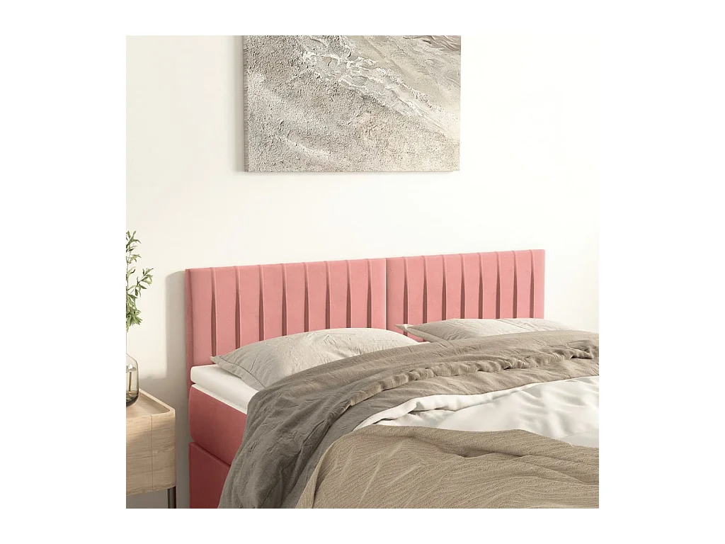 Cabeceros | Cabezal de cama | Mueble de cabecero 2 unidades terciopelo rosa 72x5x78/88 cm