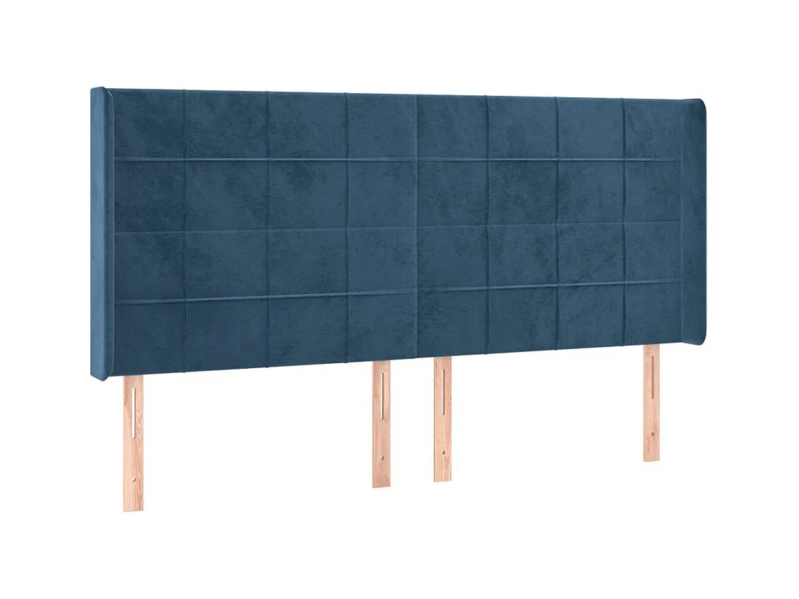Cabecero | Cabezal de Cama | Mueble cabecero con LED de terciopelo azul oscuro 163x16x118/128 cm