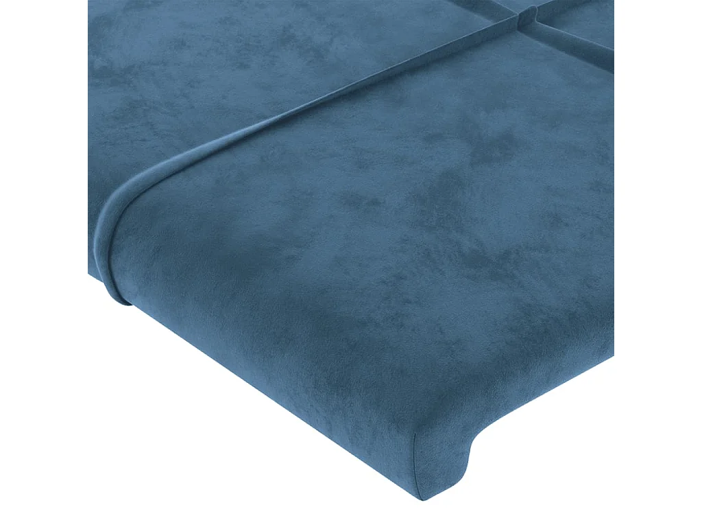 Tête de Lit | Panneau de tête pour lit Moderne à LED Bleu foncé 163x16x118/128 cm Velours