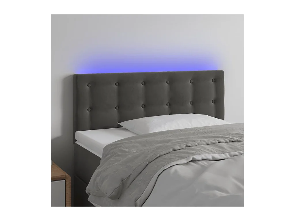 Cabecero | Cabezal de Cama | Mueble cabecero con LED de terciopelo gris oscuro 90x5x78/88 cm