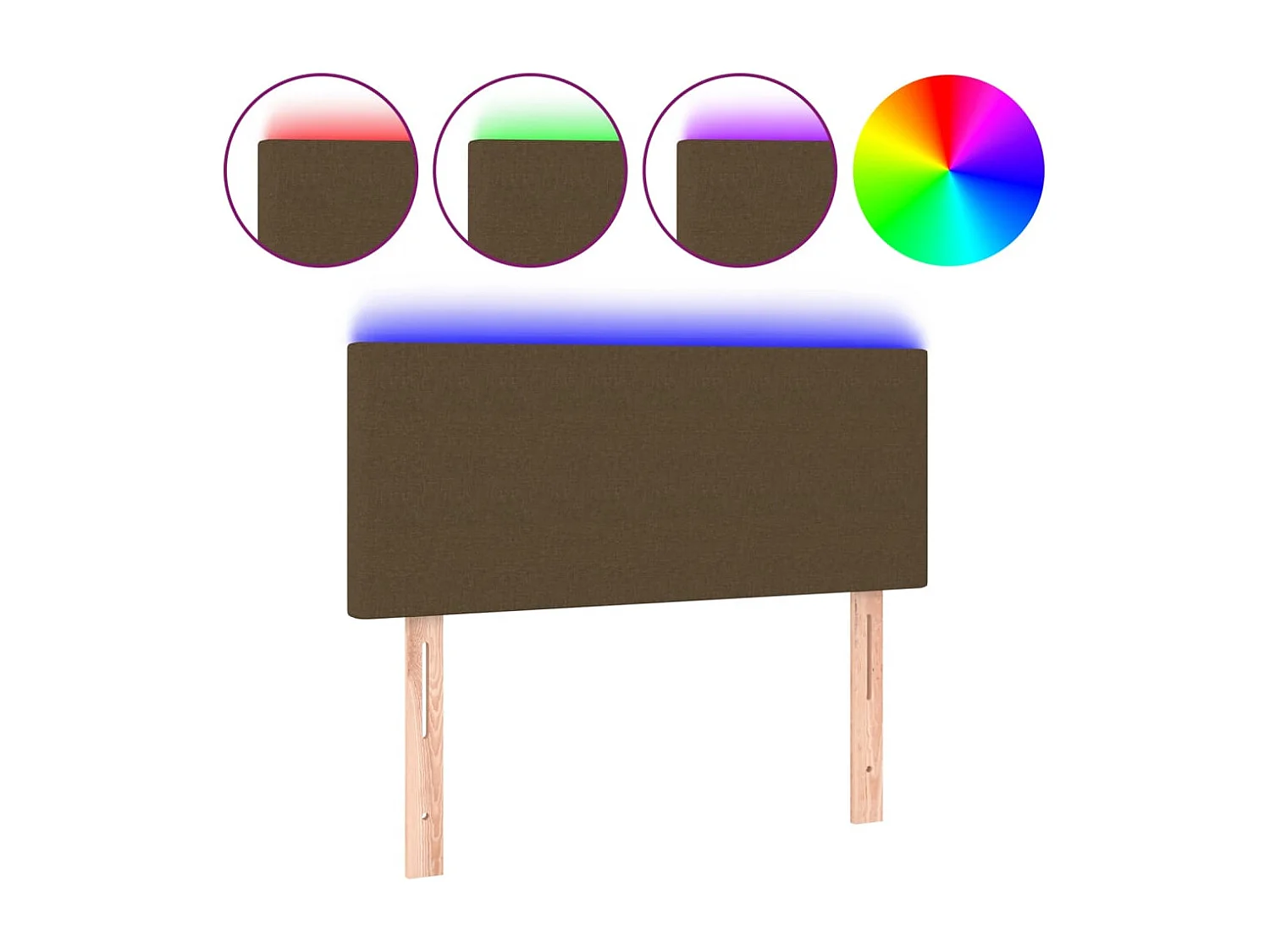Hoofdbord | Hoofdeinde LED 100x5x78/88 cm stof donkerbruin