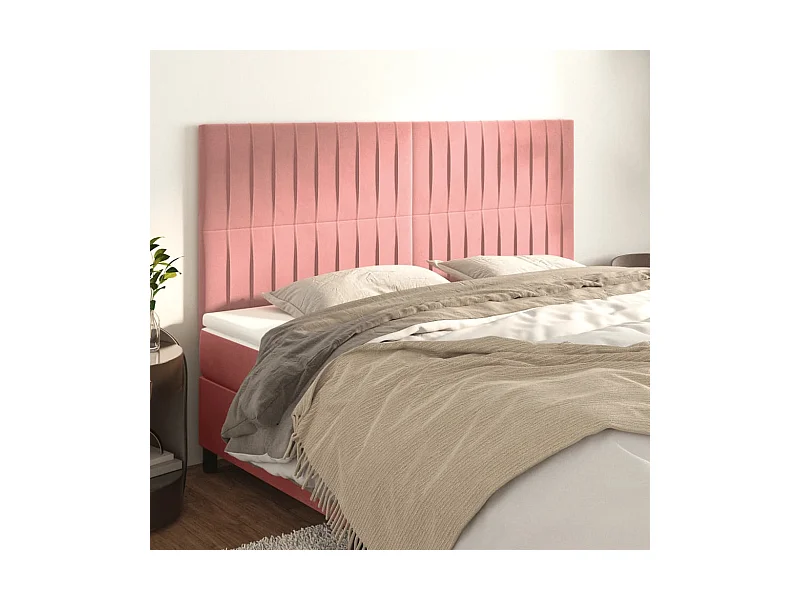 Têtes de lit | Panneaux de tête pour lit Moderne 4 pcs Rose 90x5x78/88 cm Velours