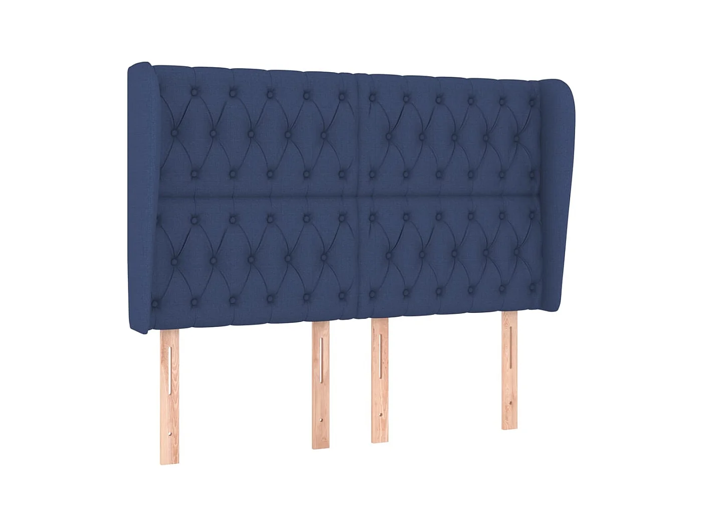 Cabecero | Cabezal de Cama | Mueble cabecero con orejas de tela azul 163x23x118/128 cm