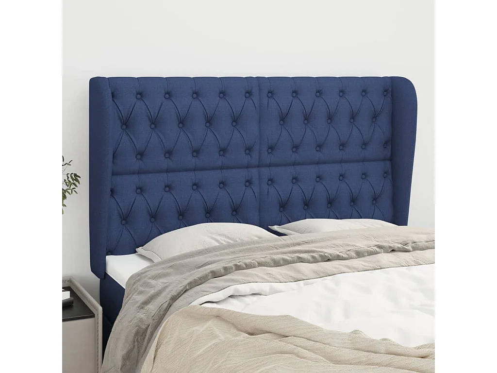 Hoofdbord | Hoofdeinde met randen 163x23x118/128 cm stof blauw