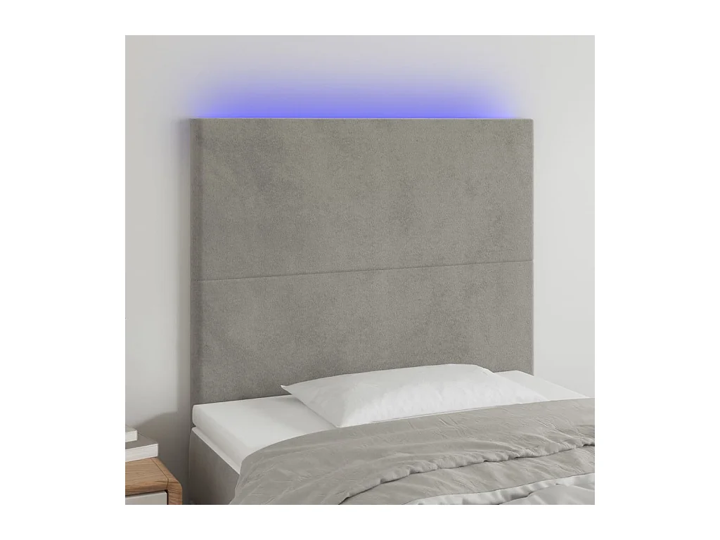 Cabecero | Cabezal de Cama | Mueble cabecero con luces LED terciopelo gris claro 80x5x118/128 cm