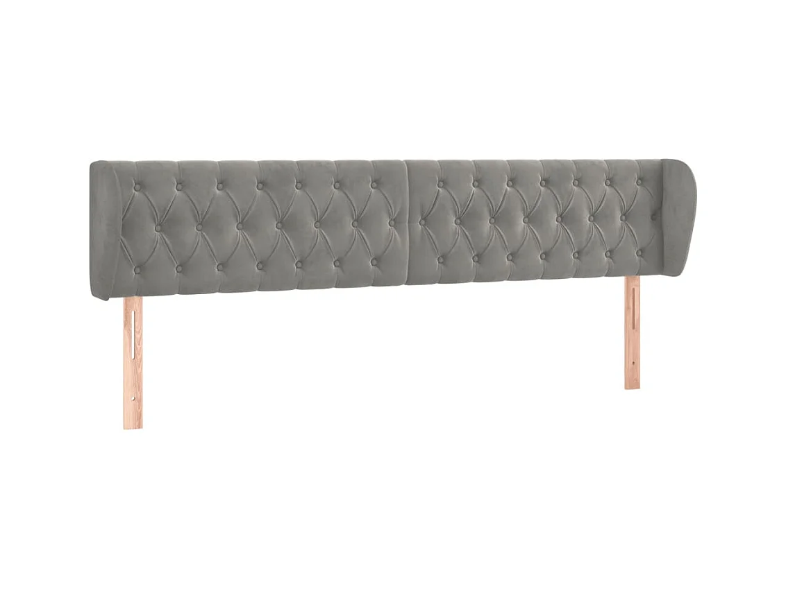 Mueble cabecero | Cabezal de cama | Cabecero de terciopelo gris claro 183x23x78/88 cm