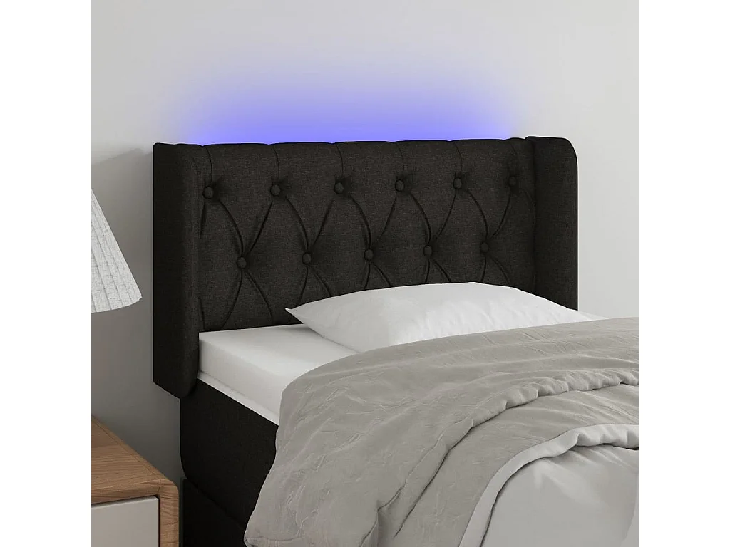 Tête de Lit | Panneau de tête pour lit Moderne à LED Noir 83x16x78/88 cm Tissu
