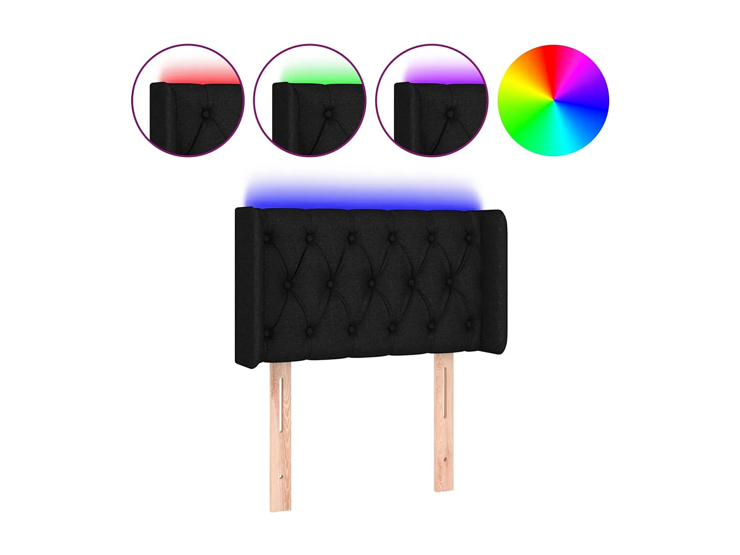 Tête de Lit | Panneau de tête pour lit Moderne à LED Noir 83x16x78/88 cm Tissu