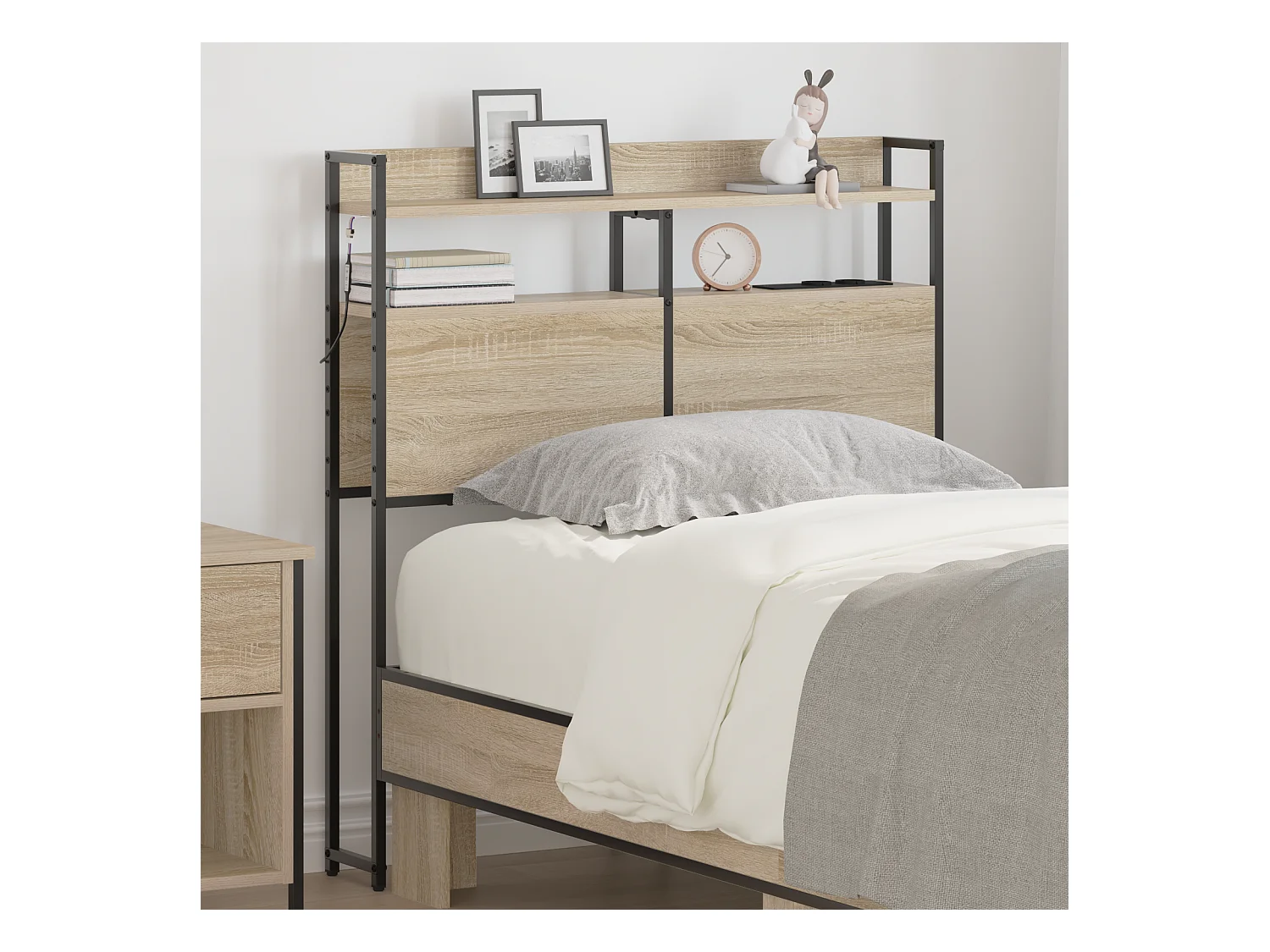 Tête de Lit de rangement | Panneau de tête pour lit Chêne sonoma 90 cm Bois d'ingénierie