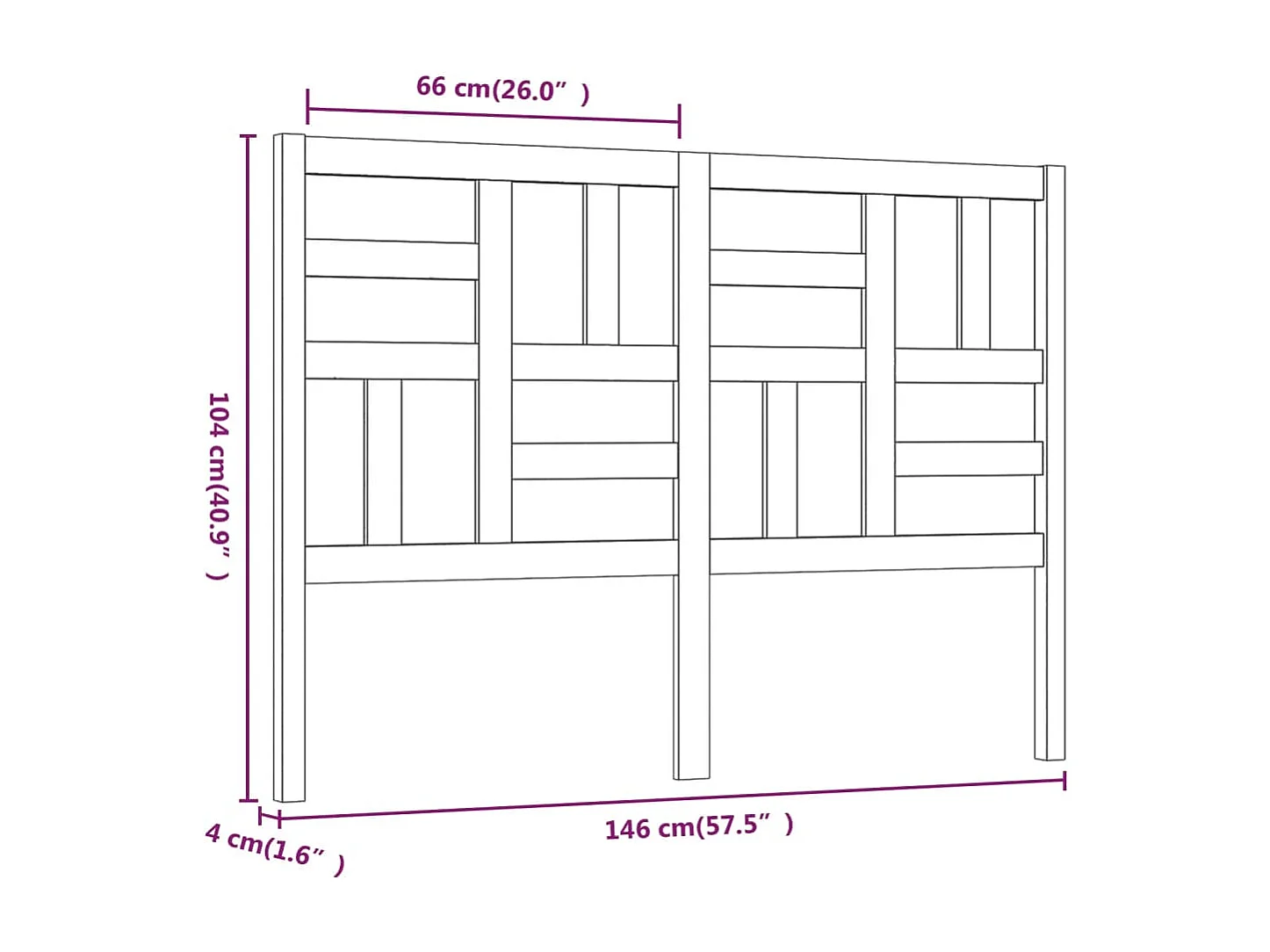 Hoofdbord | Hoofdeinde 146x4x104 cm massief grenenhout wit