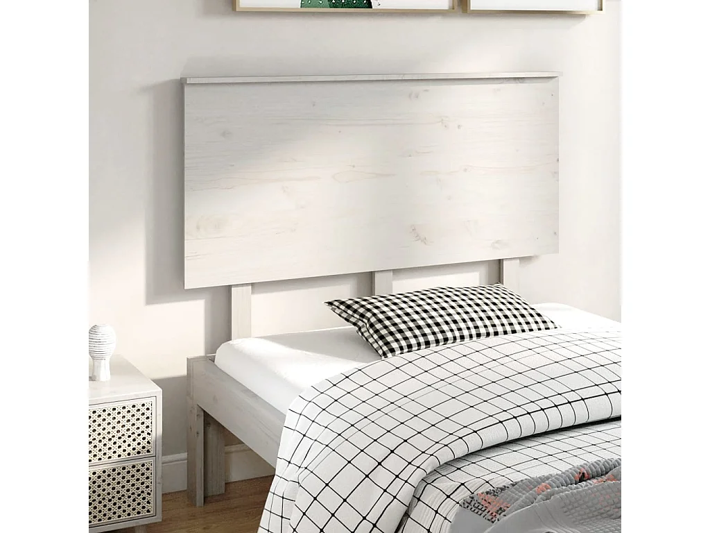 Tête de Lit | Panneau de tête pour lit Moderne Blanc 124x6x82,5 cm Bois massif de pin