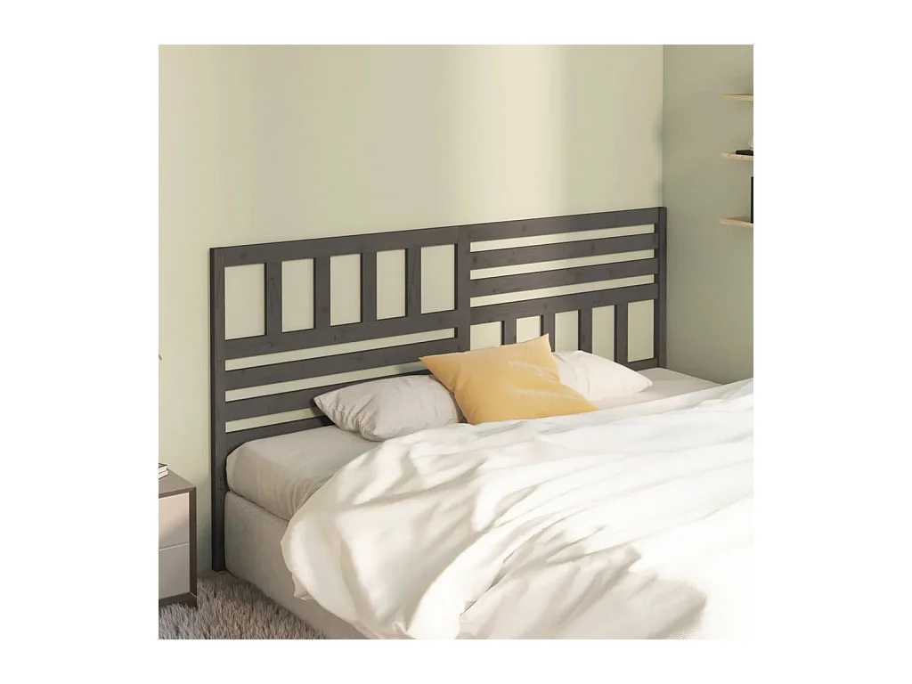 Tête de Lit | Panneau de tête pour lit Moderne Gris 206x4x100 cm Bois massif de pin