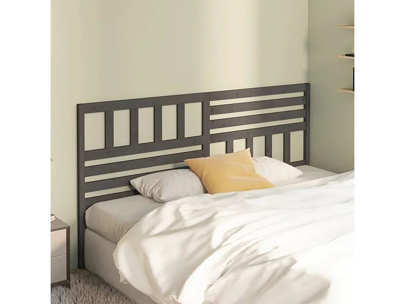 Tête de Lit | Panneau de tête pour lit Moderne Gris 206x4x100 cm Bois massif de pin