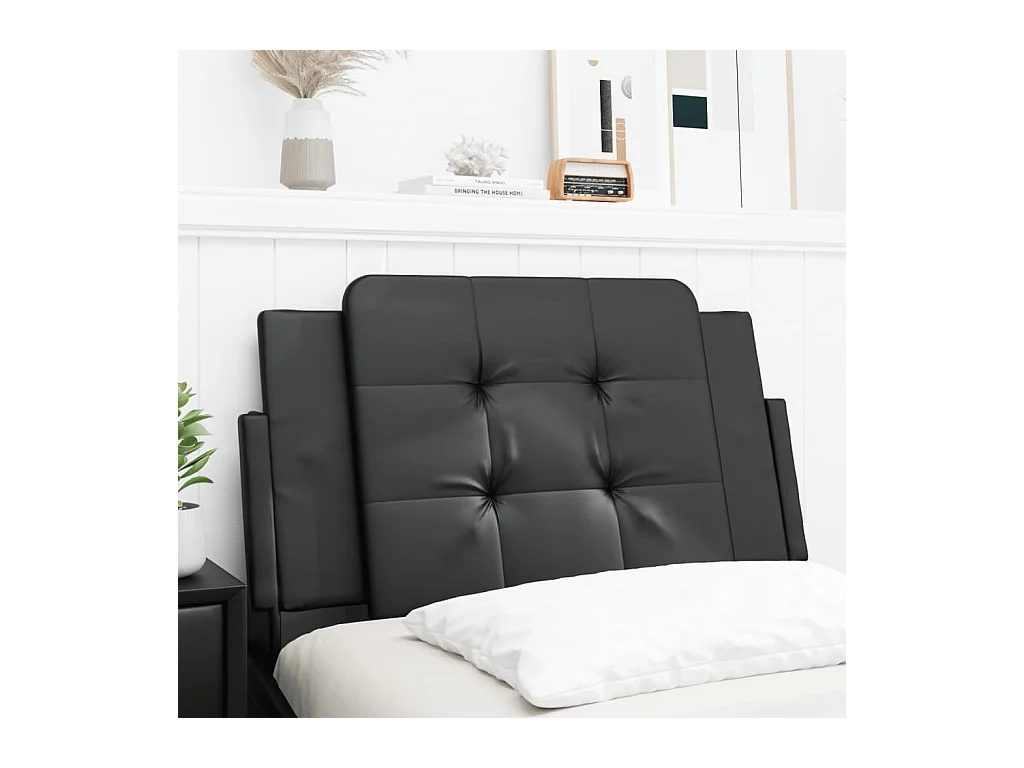 Cabecero de Cama | Cabezal de cama | Mueble de cabecero acolchado Zadar cuero sintético negro 90 cm