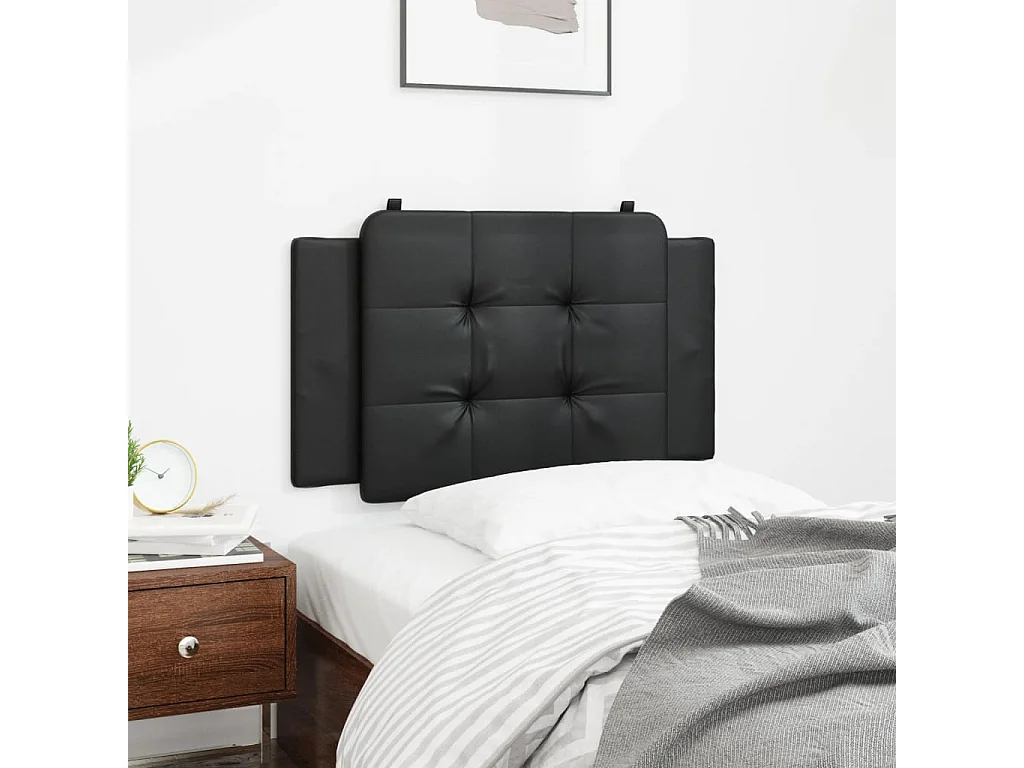 Cabecero de Cama | Cabezal de cama | Mueble de cabecero acolchado Zadar cuero sintético negro 90 cm