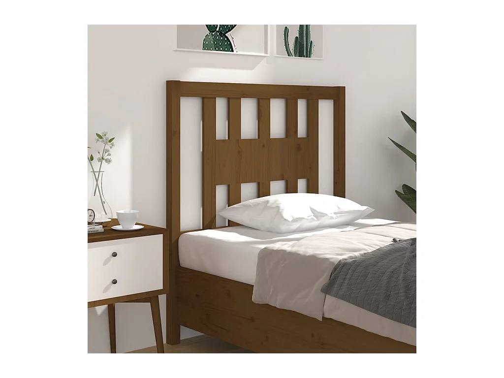 Tête de Lit | Panneau de tête pour lit Moderne Marron miel 106x4x100 cm Bois massif de pin