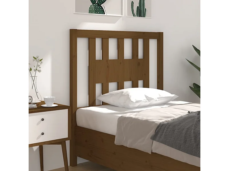 Tête de Lit | Panneau de tête pour lit Moderne Marron miel 106x4x100 cm Bois massif de pin