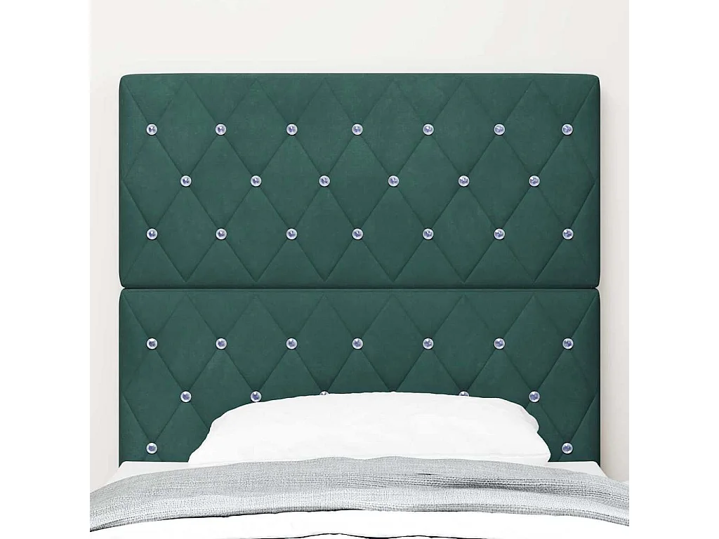 Tête de Lit | Panneau de tête pour lit Moderne en Velours Argyle Manuel Vert foncé 100 cm Velours
